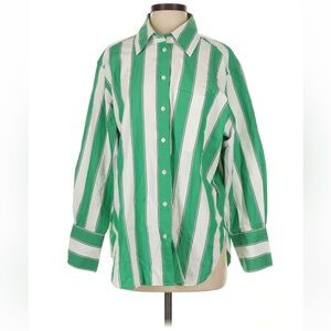 GAP Green and White Striped Cotton Shirt
